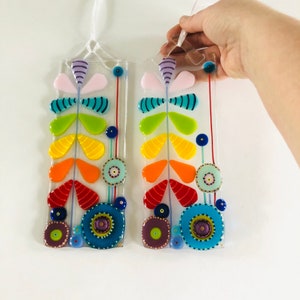 Fused Glass Retro Flowers unique hanging wall art, Fused glass, Cornish fused glass, fused glass cornwall