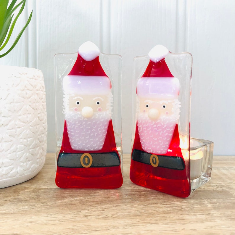 Fused Glass Santa Decoration Fused Glass Christmas decoration, Father Christmas decoration,Cornish Fused Glass image 1