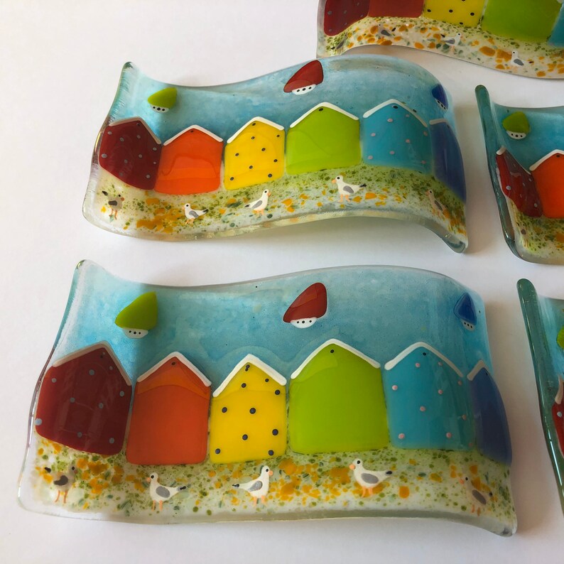 Cornish Fused Glass Fused Glass Art Fused Glass Beach Hut Wave Glass Art Art Collectibles Vadel Com