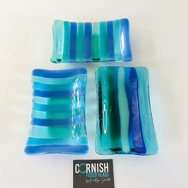 Fused Glass Soap Dish or Candle Holder, cornish fused glass, Fused Glass Cornwall