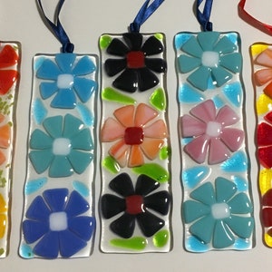 Fused glass flowers suncatcher, fused glass art, fused glass garden decorations,  cornush fused glass