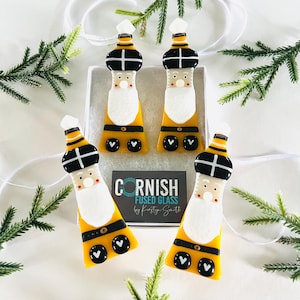 Cornish Santa Claus fused glass Christmas decoration, Fused glass Father Christmas decoration, Christmas tree, Cornish fused glass,