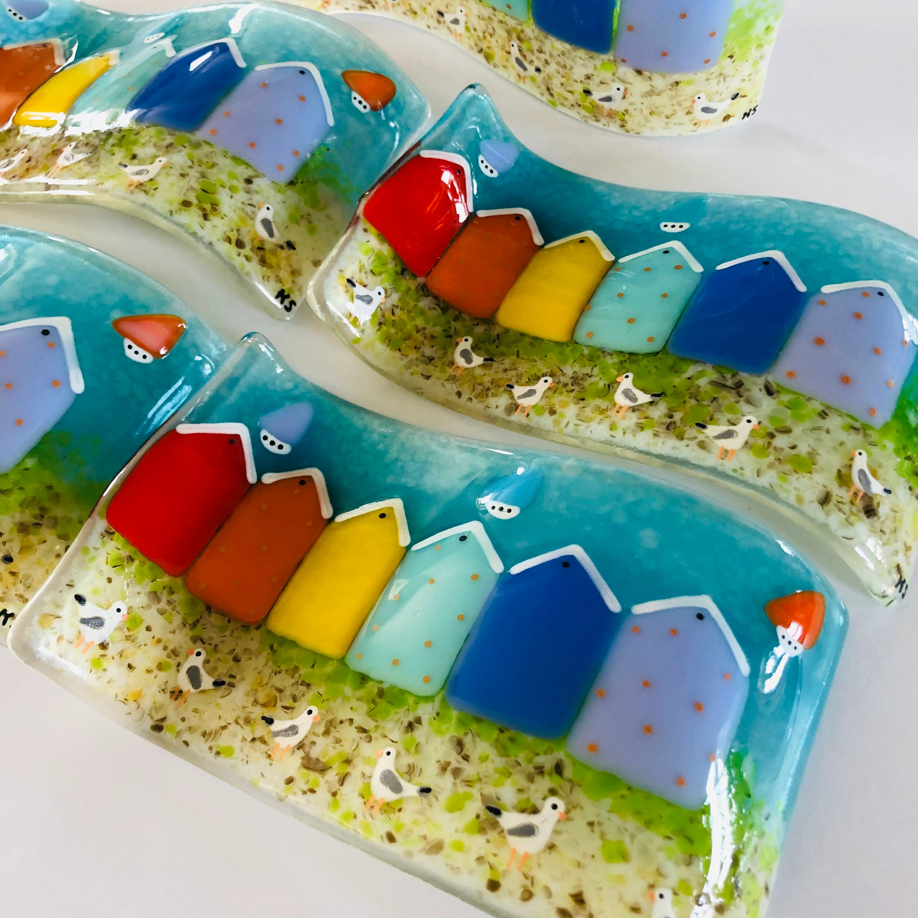 Fused Glass Beach Hut Wave Cornish fused glass Fused Glass Etsy