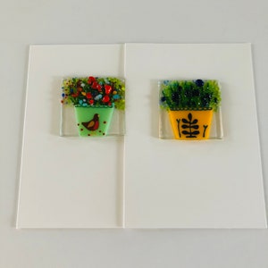 Tarjeta de felicitación de agradecimiento de arte de flor de vidrio fundido - imagen de maceta de abeja de vidrio fundido, vidrio fundido de Cornualles