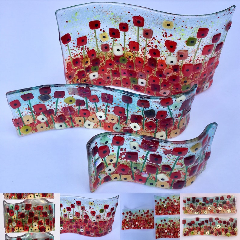 remembrance gift Fused glass poppy art poppy art cornish fused glass, poppy gift Remembrance poppy floral sun catchers