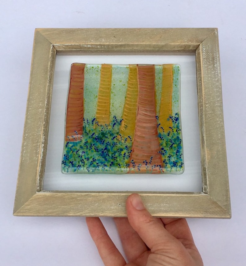 Fused Glass Art Fused Glass Bluebell Woods Framed Art Etsy