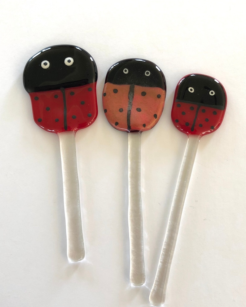 Fused Glass Ladybug Garden Decoration Fused Glass Plant Etsy
