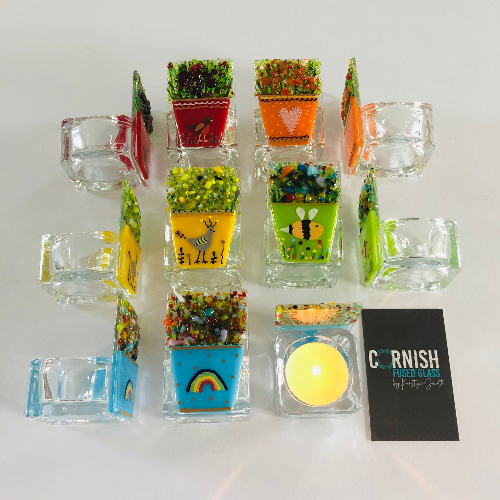 Fused Glass Flower Pot Candle Holder Fused Glass Cornwall Etsy