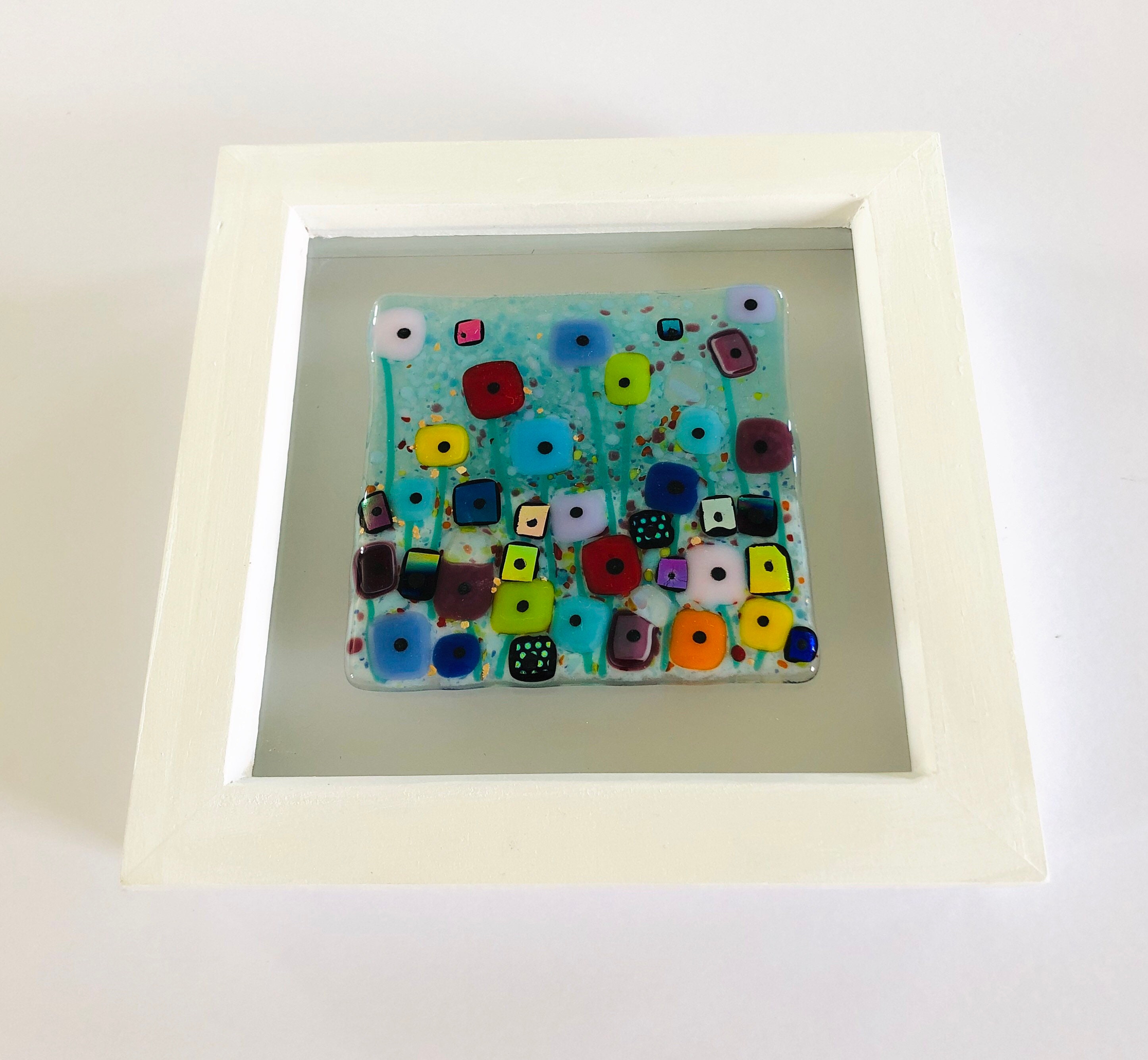 Fused Glass Art Fused Glass Rainbow Flowers Contemporary Etsy UK