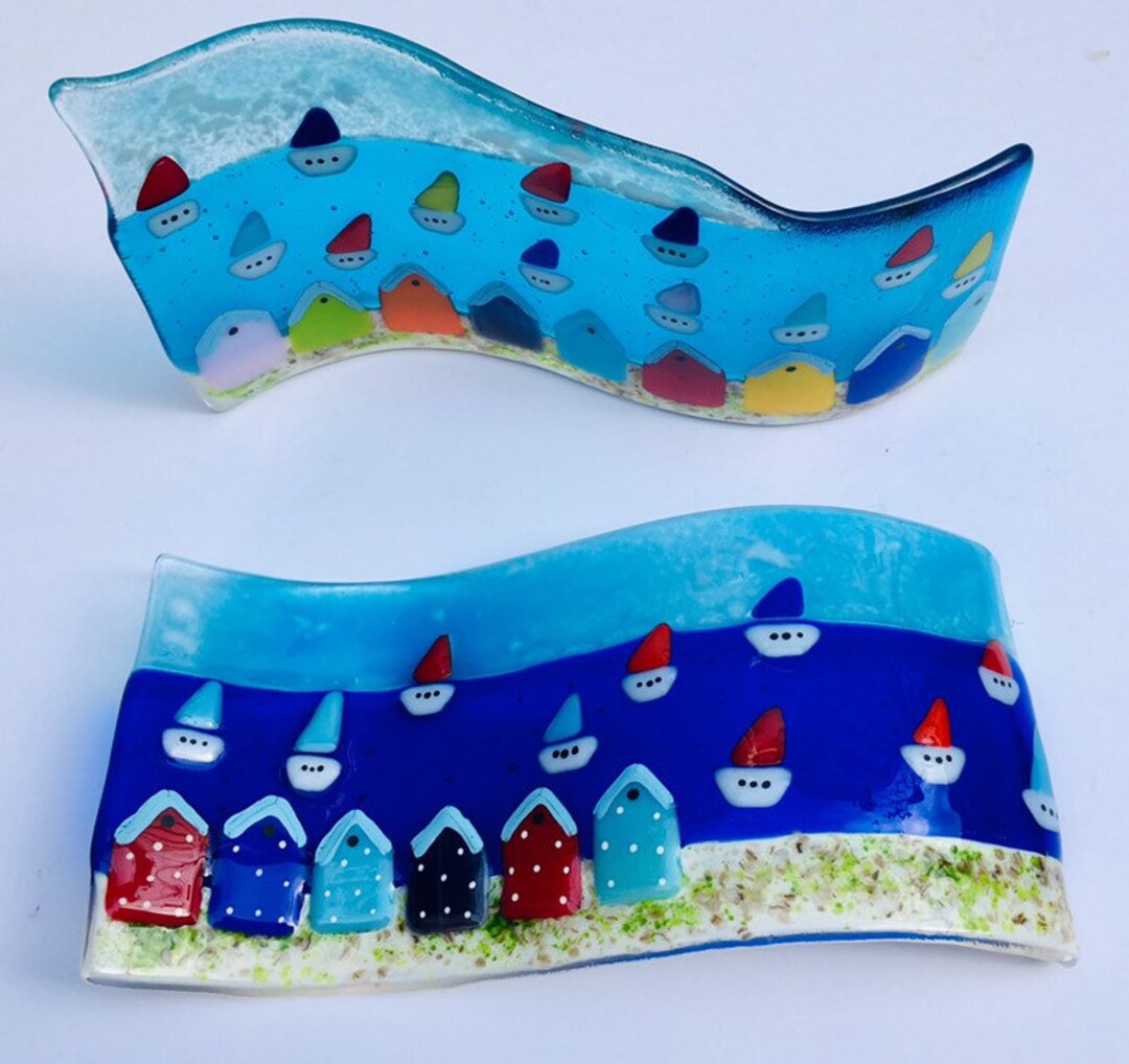 Fused Glass Art Fused Glass Cornish Coastal Inspired Freestanding Wave