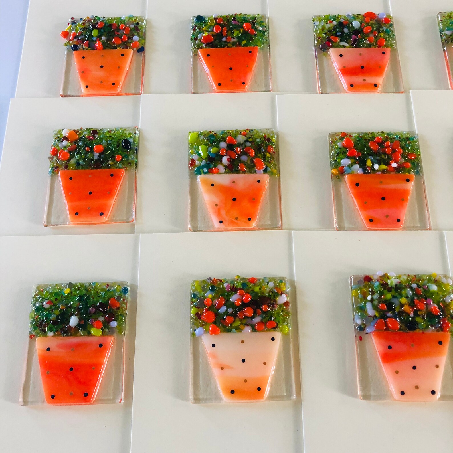 Fused Glass Flower Art Thank You Greetings Card Fused Glass Etsy