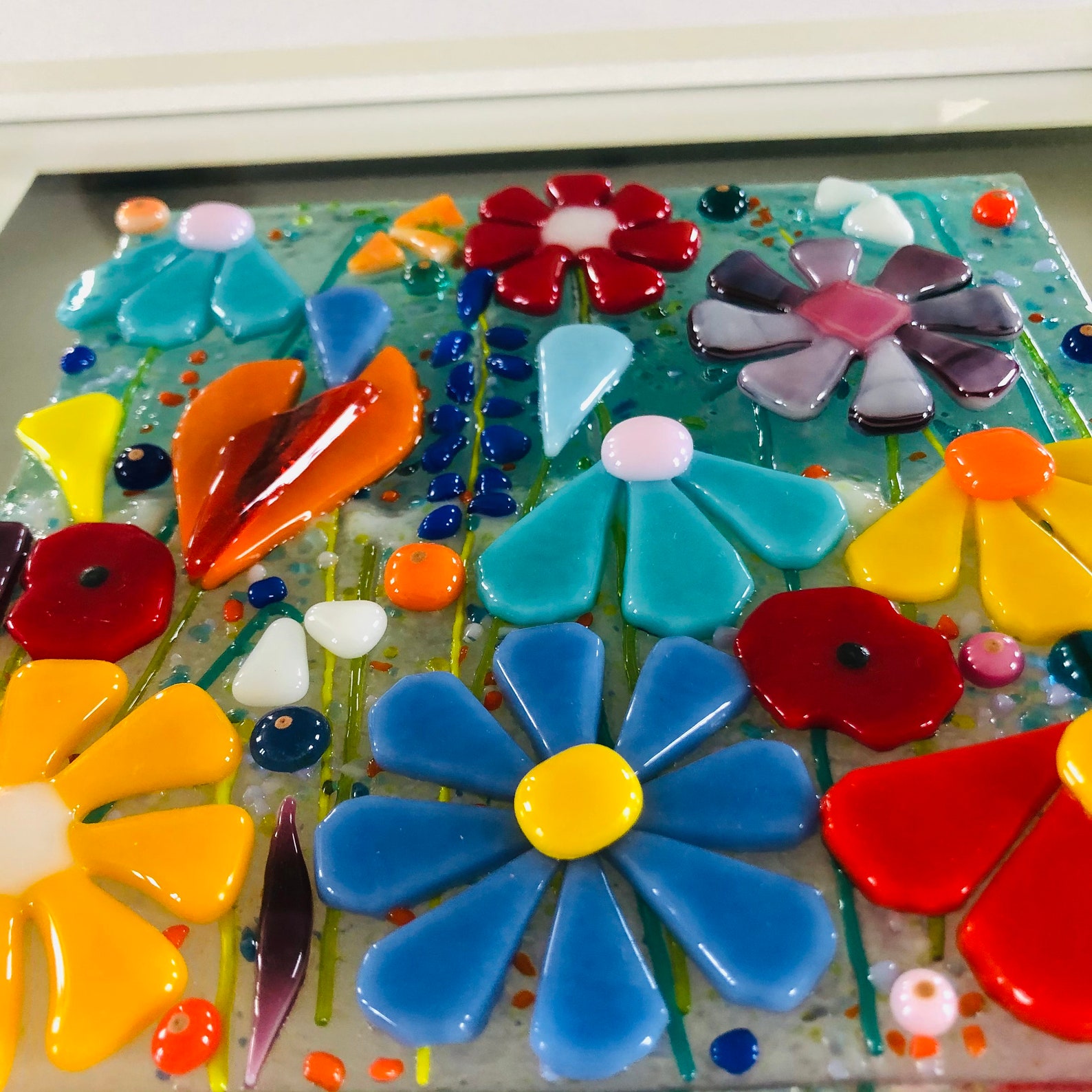Fused Glass Flowers Art Fused Glass Cornish Fused Glass Etsy