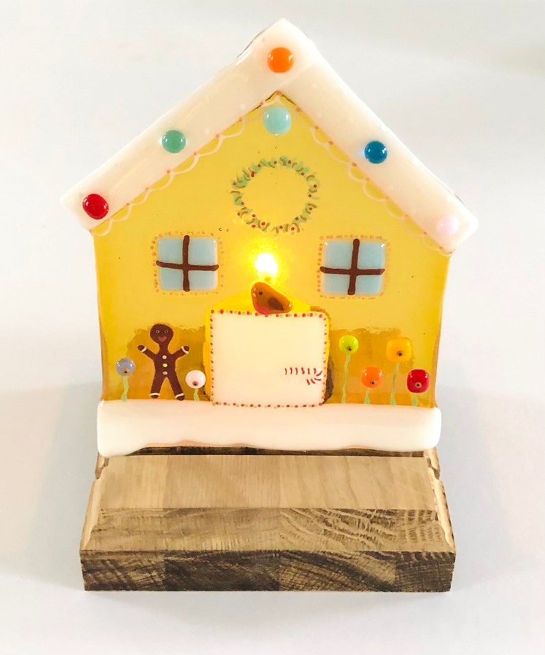 Fused Glass Gingerbread House Christmas Decoration Fused Etsy