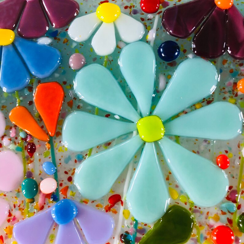Fused Glass Fused Glass Art Fused Glass Wall Art Floral Etsy UK