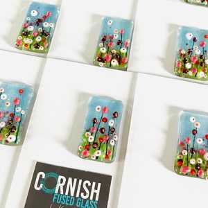 Tarjeta de felicitación de agradecimiento de arte floral de vidrio fundido - imagen de flor de vidrio fundido, vidrio fundido de Cornualles, Cornualles de vidrio fundido