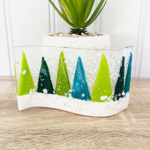 Fused Glass Christmas Tree Decoration - Fused glass Christmas Tree Wave, Cornish Fused Glass