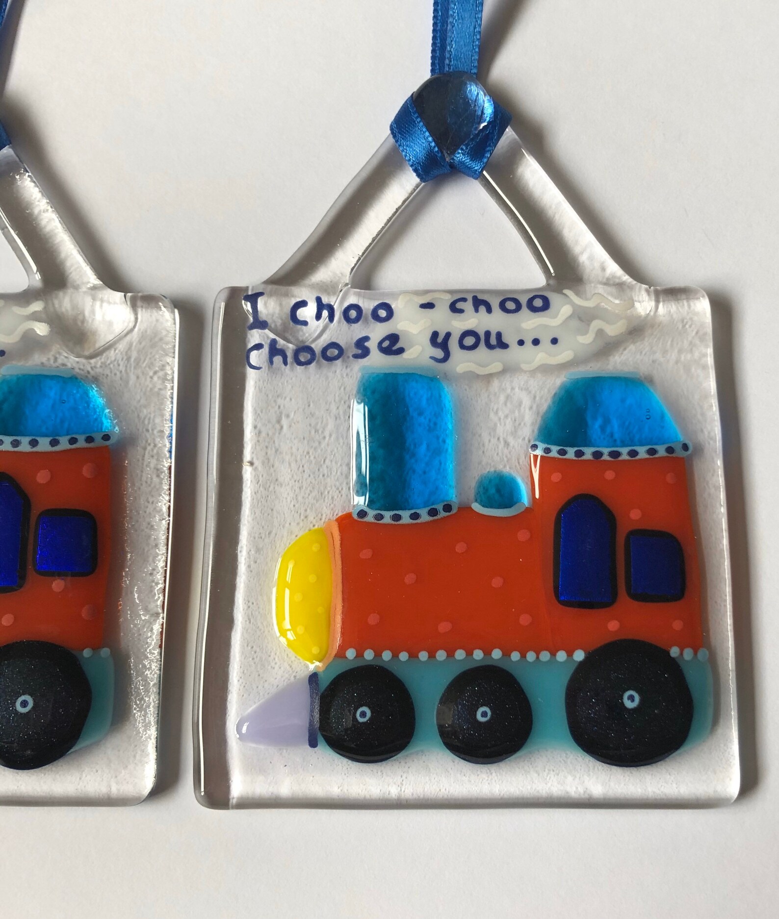 Fused Glass Art Fused Glass Train Hanger Fused Glass Etsy