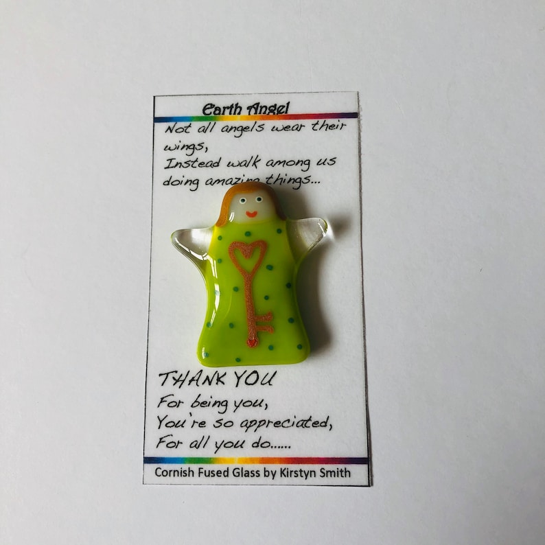 Fused Glass Thank You Pocket Charm Cornish Fused Glass Etsy UK