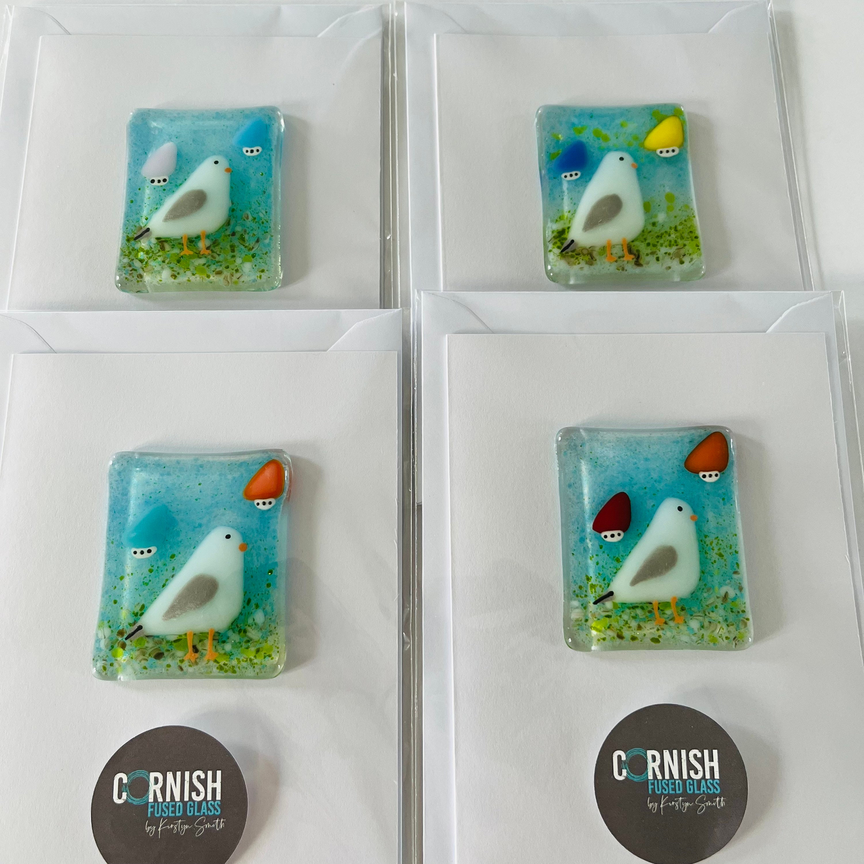 Panels & Wall Hangings fused glass cornwall Fun Seagull and boat fused