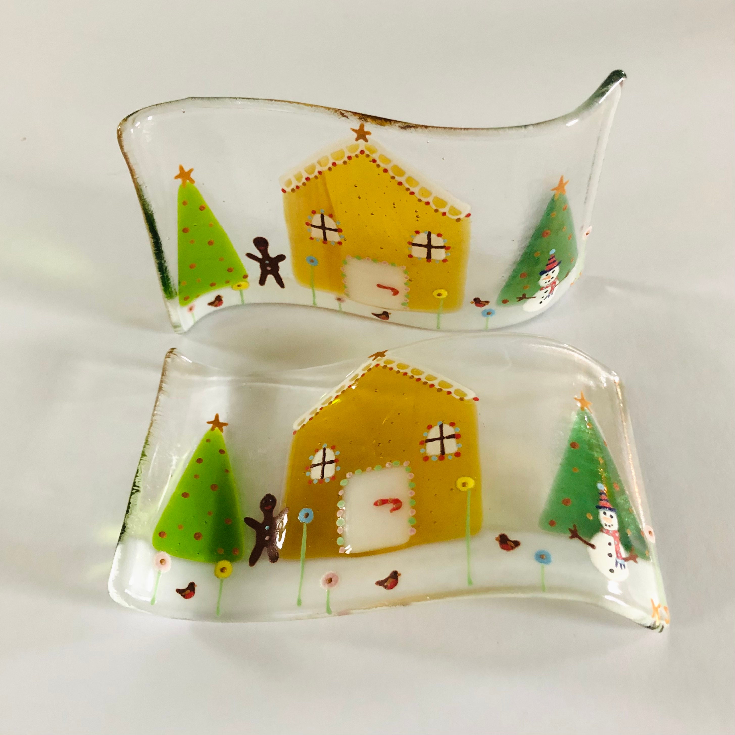 Fused Glass Gingerbread House Christmas Decoration Fused Etsy UK