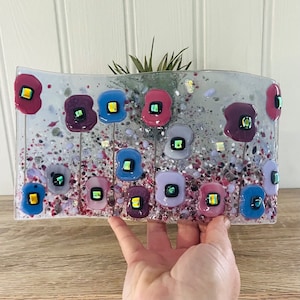 Beautiful Fused glass flowers wave, fused glass, Cornish fused glass, fused glass cornwall