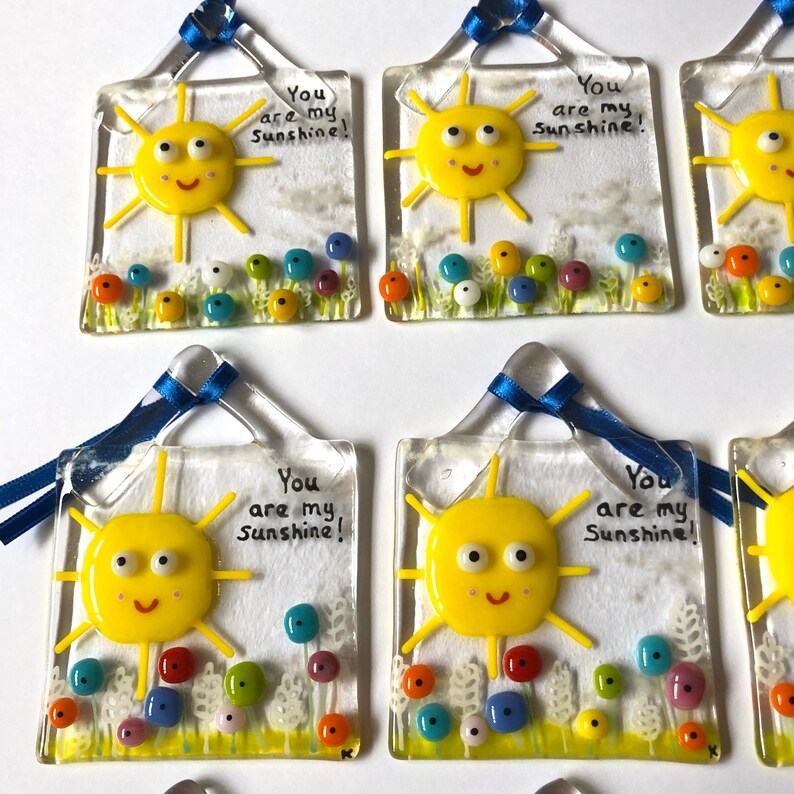Fused Glass Art Fused Glass Cute Sunshine Hanger Fused Etsy