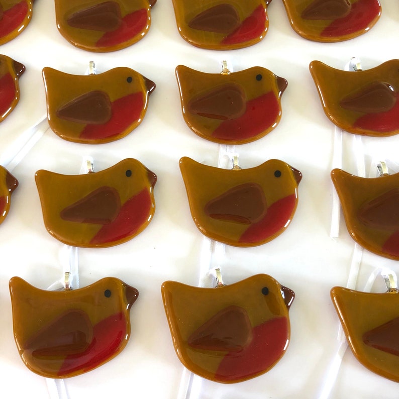 Fused Glass Robin Fused Glass Robin Christmas Tree Ornament Etsy