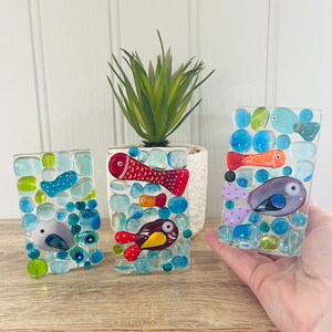 Fused Glass cute fish fun Candle Holders, Cornish Fused Glass, Fused Glass Cornwall