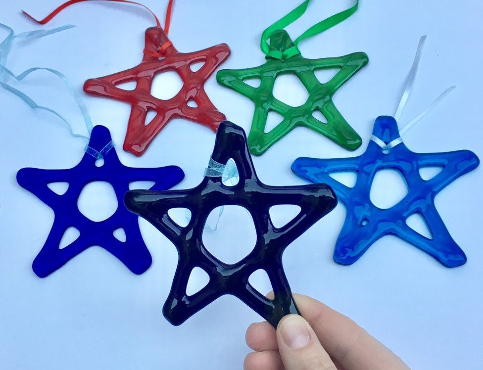 Fused Glass Fused glass Christmas decoration star Etsy