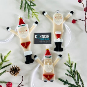 Funny Fused Glass Santa Christmas Decoration, fused glass decoration, Father Christmas decoration, Cornish Fused Glass