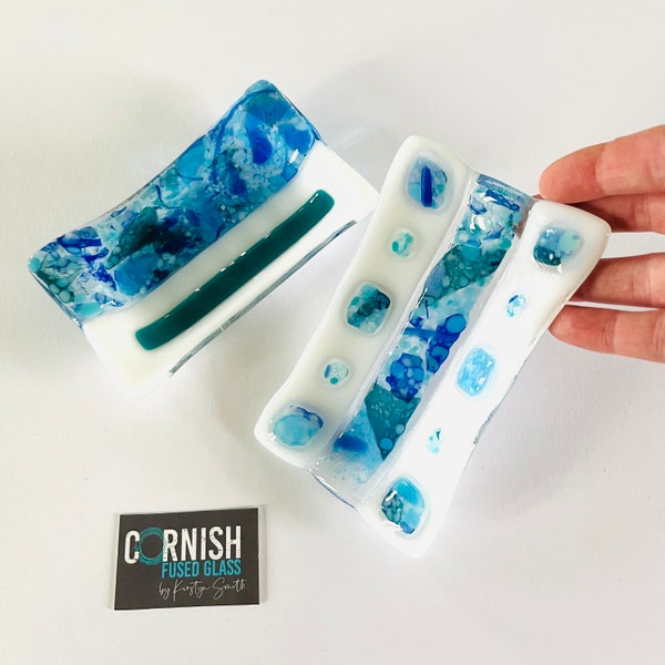 Fused Glass Art Soap Dish or Candle Holder, cornish fused glass, Fused Glass Cornwall