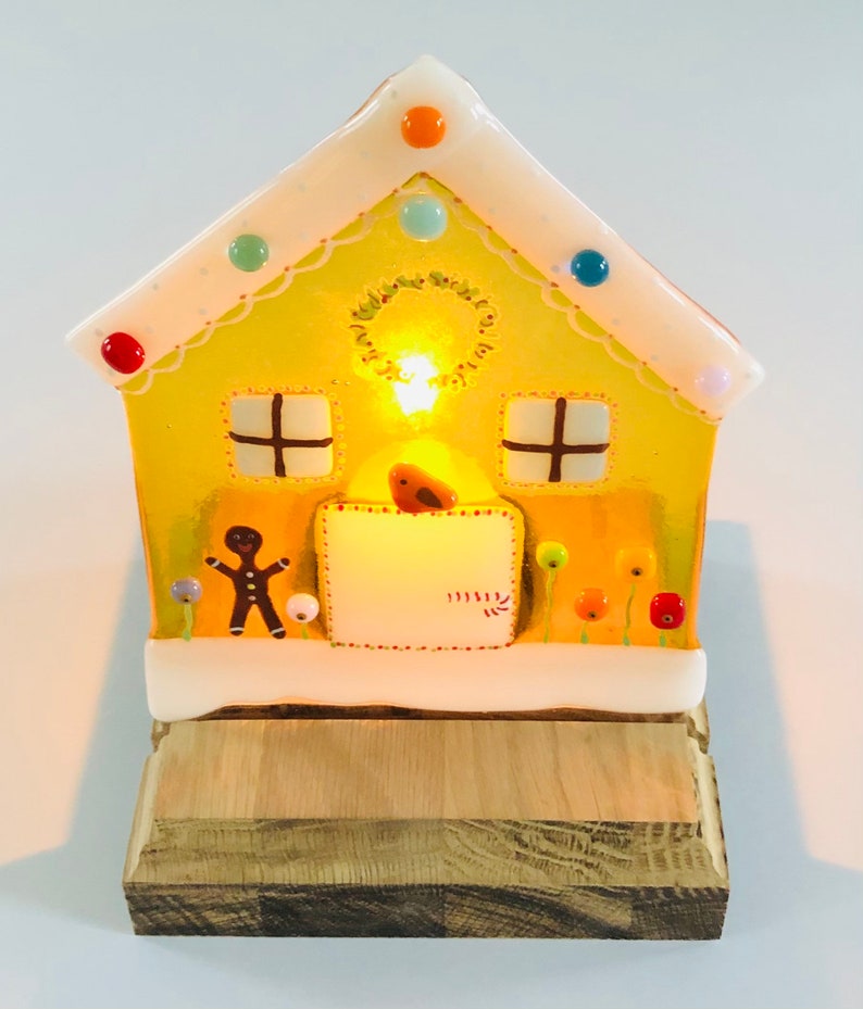 Fused Glass Gingerbread House Christmas Decoration Fused Etsy