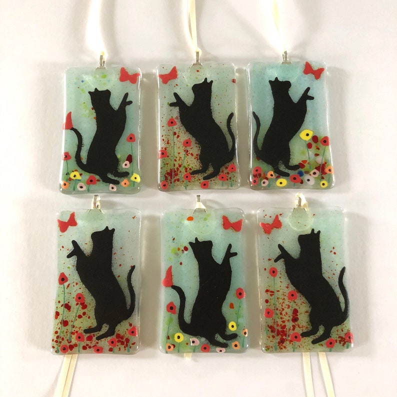 Fused Glass Cute Fused Glass Cat Decoration Cat Memorial Etsy