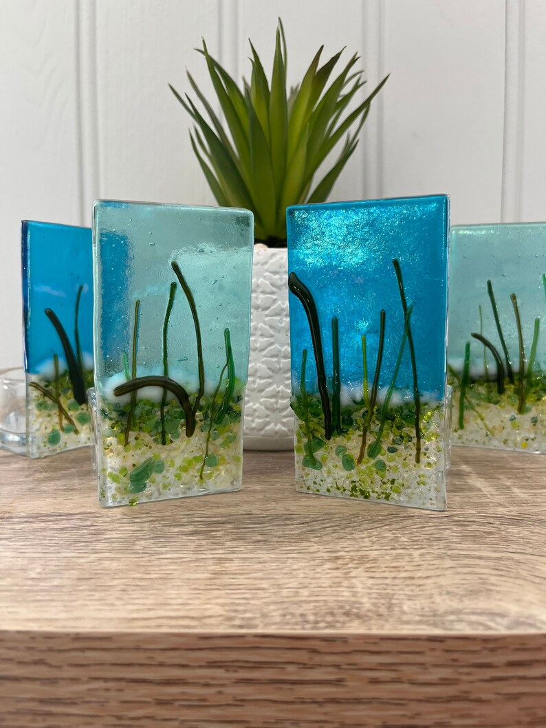 Fused Glass Cornish Coast Candle Holder Fused Glass Cornwall Etsy