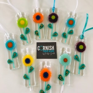 Fused Glass Retro Flower Hanger - cornish fused glass, Fused Glass Cornwall