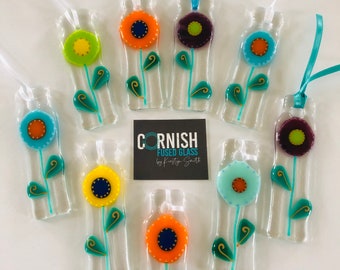Fused Glass Retro Flower Hanger - cornish fused glass, Fused Glass Cornwall