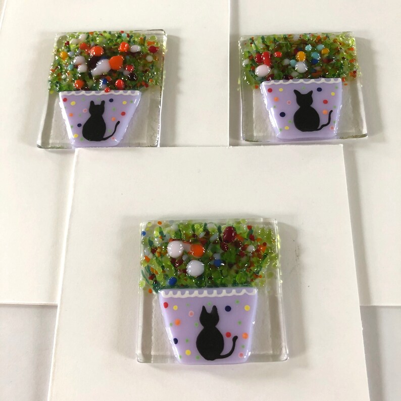 Fused Glass Flower Art Thank You Greetings Card fused glass Etsy