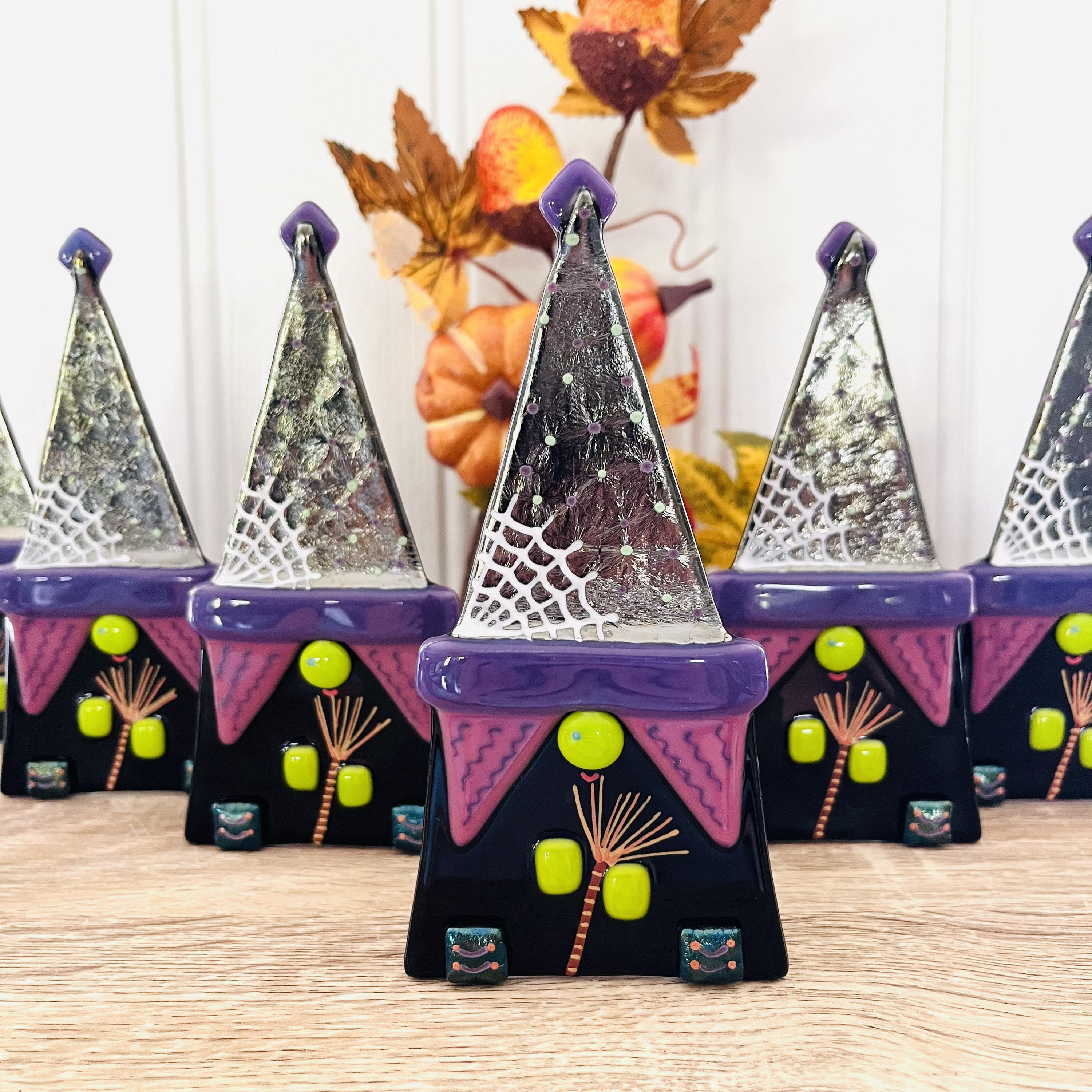 Fused Glass Halloween Witch Candle Holder - Fused Glass Halloween