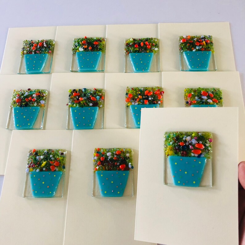 Fused Glass Flower Art Thank You Greetings Card Fused Glass Etsy