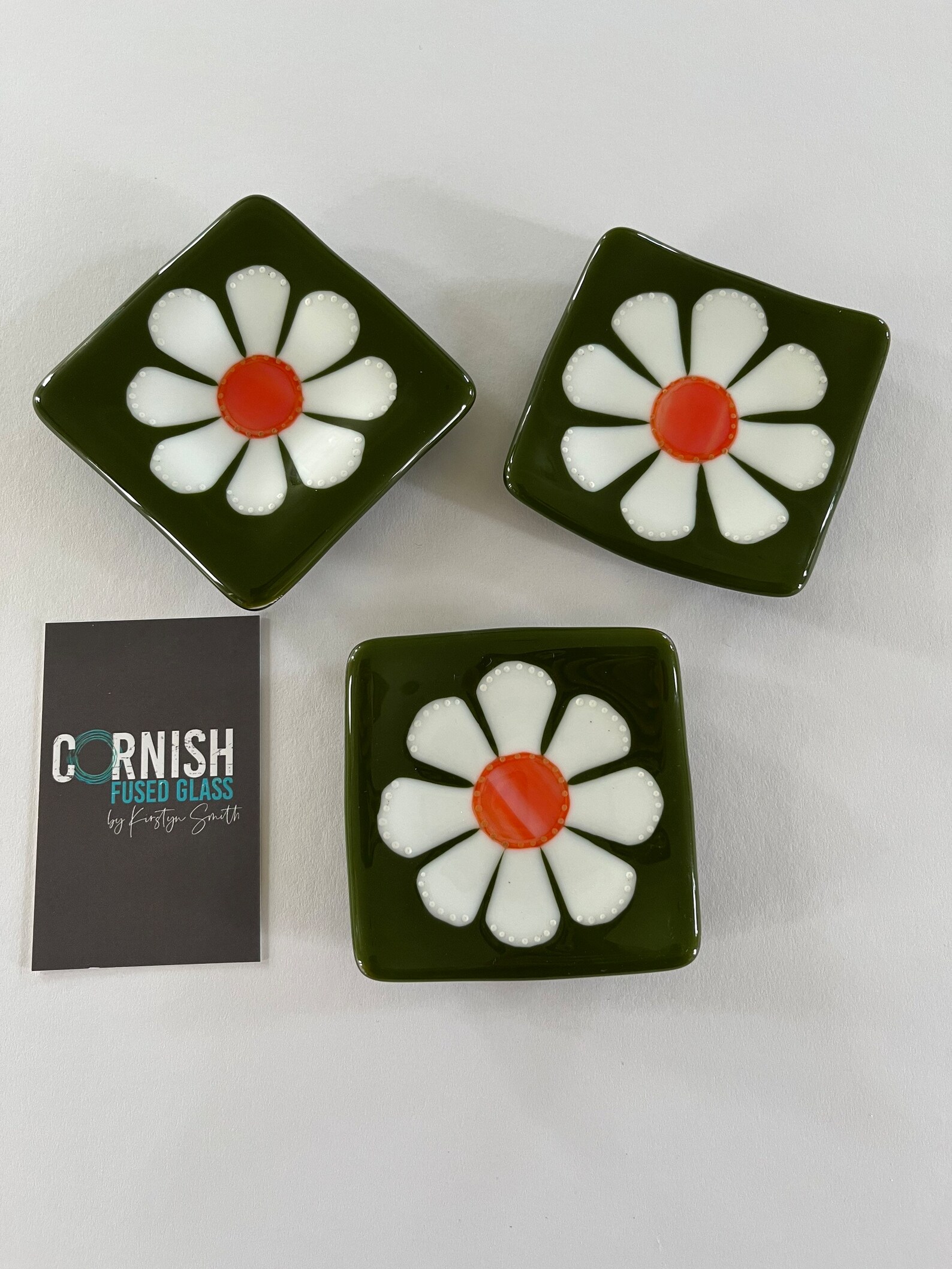 Fused Glass Beautiful Daisy Trinket Dish Cornish Fused Etsy