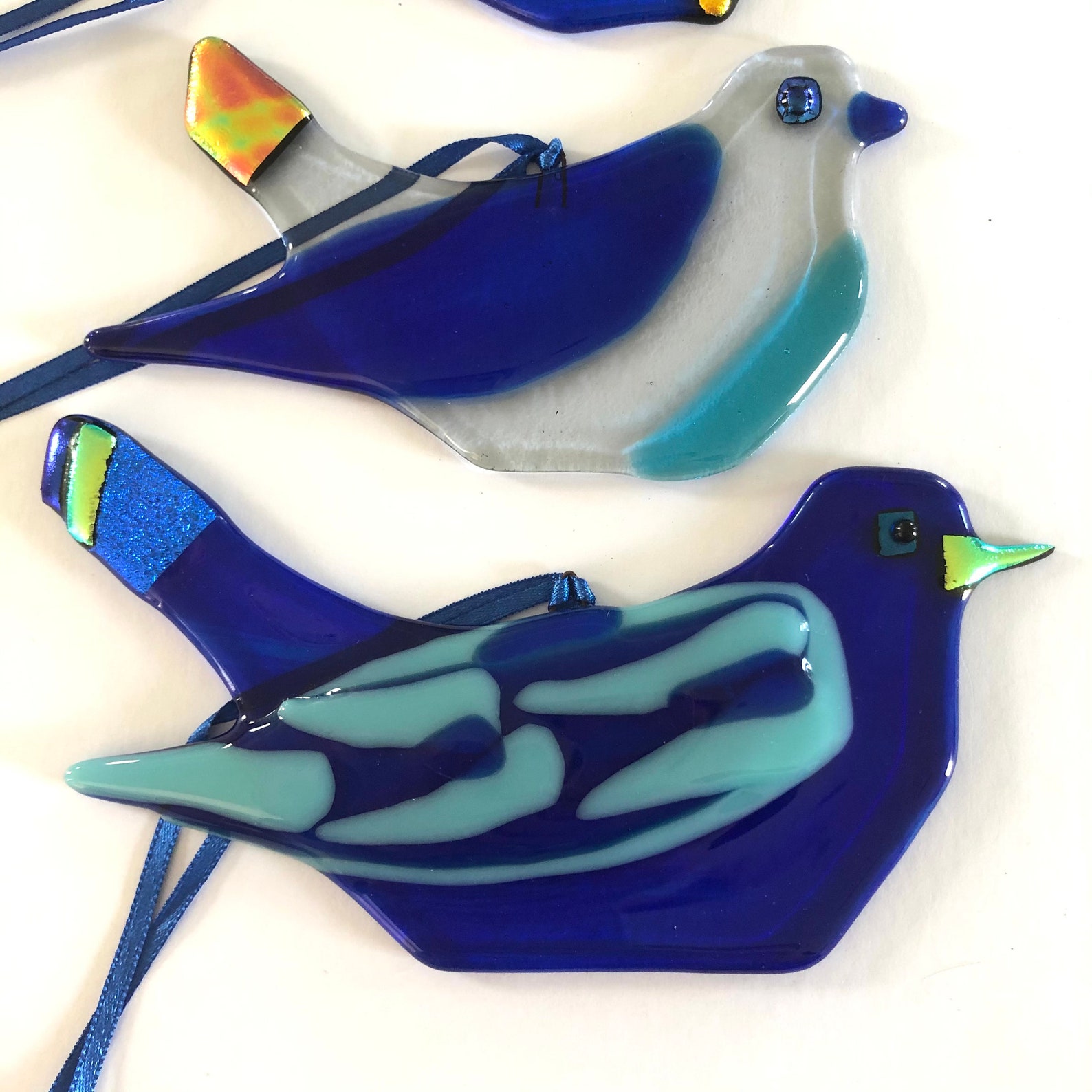 Fused glass bird hanger fused glass cornish fused glass Etsy