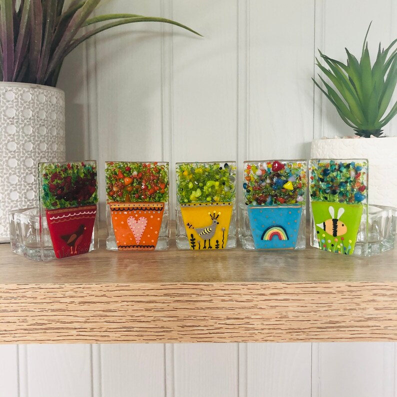 Fused Glass Flower Pot Candle Holder Fused Glass Cornwall Etsy