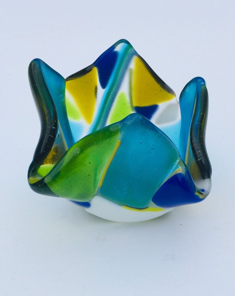 Fused Glass Art Beautiful Fused Glass Candle Holder Cornish Etsy UK