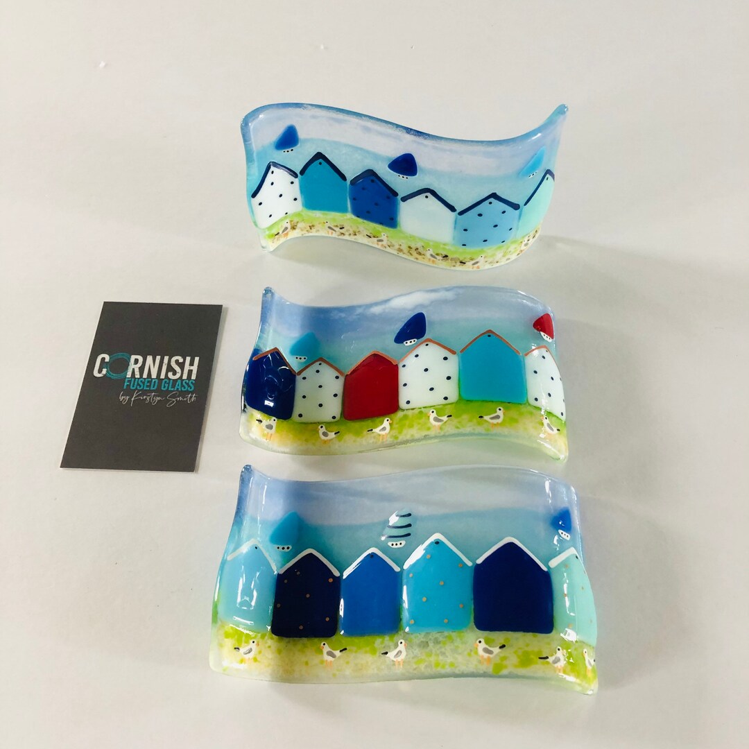 Fused Glass Art Fused Glass Beach Hut Wave Cornish Fused Etsy