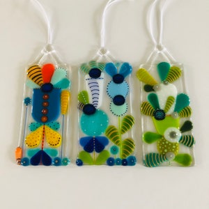 Fused Glass Retro Flowers unique hanging sun catcher, Fused glass, Cornish fused glass, fused glass cornwall