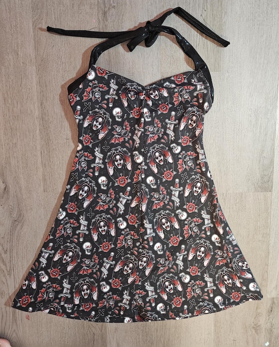 black sabbath dress Custom OZZY OSBOURNE Print Stretch Pin up Style and More! Minimalist design hips 36Medium White Plus Lace Frill Size:EU 50