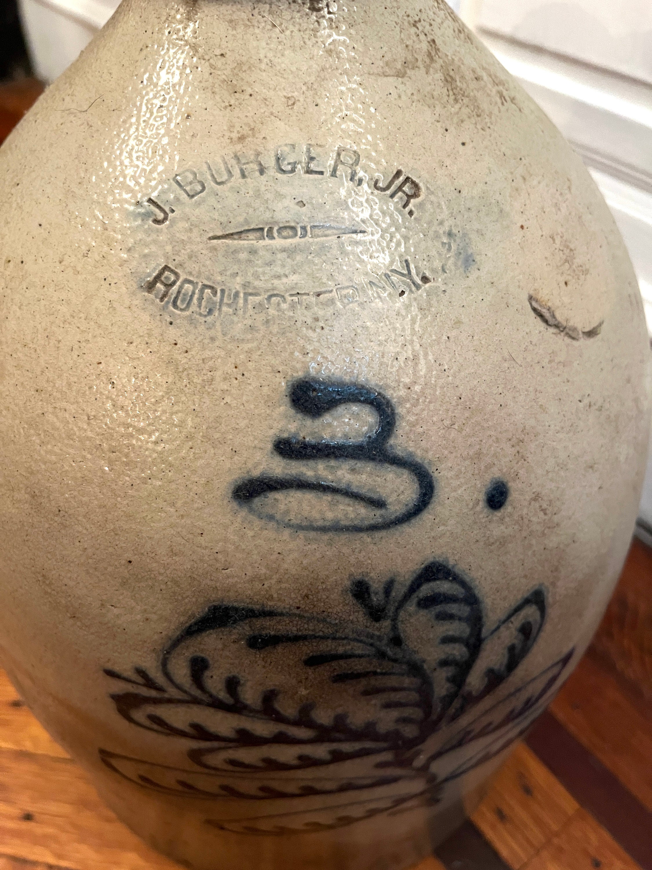 Antique Burger & Co Stoneware 3 Gallon Jug With Cobalt Markings Etsy
