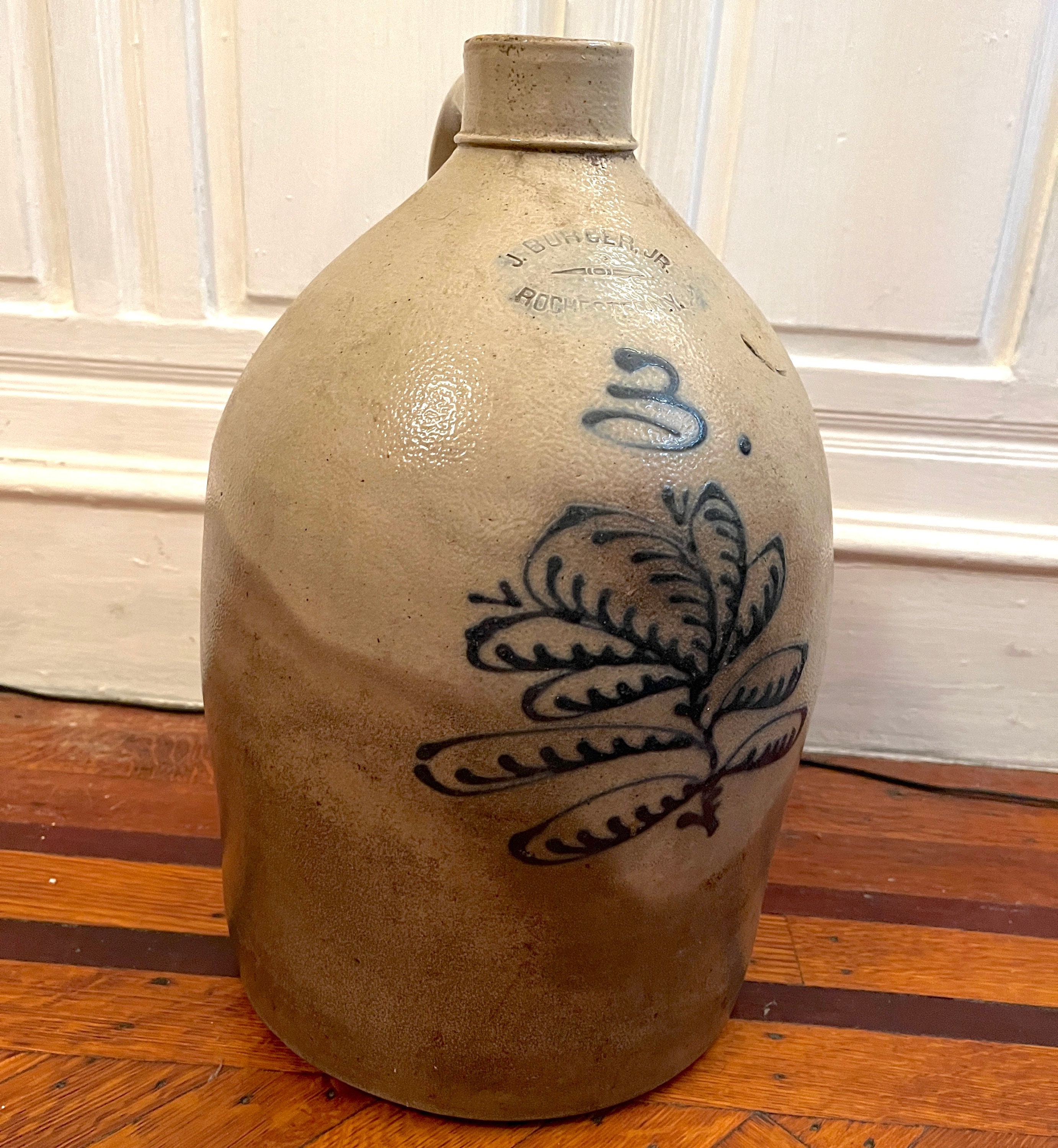 Antique Burger & Co Stoneware 3 Gallon Jug With Cobalt Markings Etsy