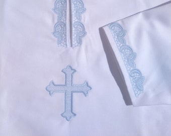 Baptism/Christening Robe for Adults Personalized with Monogram and Cross Embroidery