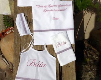 Baptism/Christening Undergarments Set for Girls with Flowers Trim